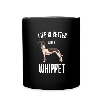 Whippet - Tasse einfarbig - Schwarz - Vorne