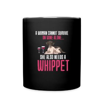 Whippet - Tasse einfarbig - Schwarz - Vorne
