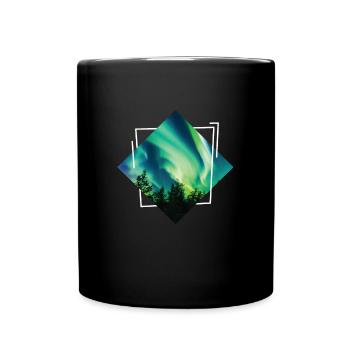 Polarlicht Nordlichter Aurora Borealis - Tasse einfarbig - Schwarz - Vorne