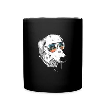 Chien avec des lunettes de soleil fraîches pour les vacanciers - Mug uni - noir - Devant