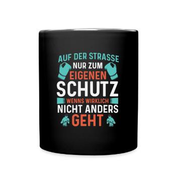 Auf der Straße zum Schutz - Tasse einfarbig - Schwarz - Vorne