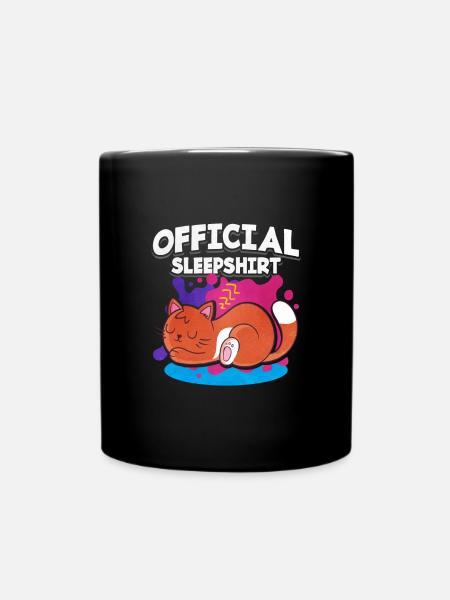 Offizielles Schlafshirt Katze - Tasse einfarbig - Schwarz