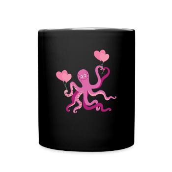 Octopus Heart Children Squid - Full Colour Mug - black - Front