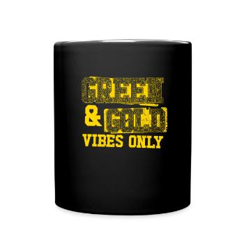 Gr�ne und goldene Vibes nur Sportmannschaft M�nner - Tasse einfarbig - Schwarz - Vorne