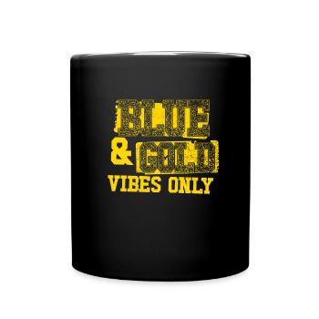 Blaue und goldene Vibes nur Sportmannschaft M�nner - Tasse einfarbig - Schwarz - Vorne