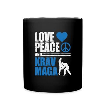 Love Peace and Krav Maga - Tasse einfarbig - Schwarz - Vorne