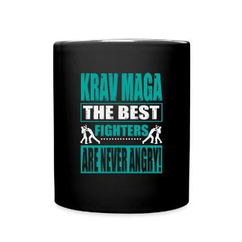 Krav Maga. Best fighters are never Angry - Tasse einfarbig - Schwarz - Vorne