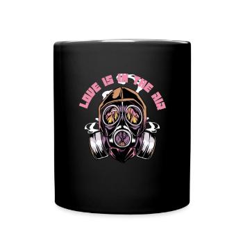 Liebe ist in der Luftgasmaske Prepper -Valentines - Tasse einfarbig - Schwarz - Vorne