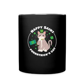 Chat Happy St Purrrtricks Day Irlande - Mug uni - noir - Devant