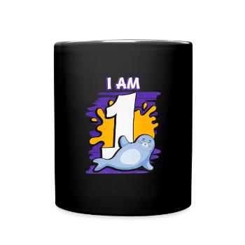 Ich Bin 1 Robbe - Tasse einfarbig - Schwarz - Vorne