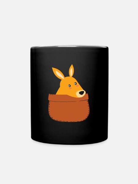 Süßes Känguru Beutel Kängurus - Tasse einfarbig - Schwarz
