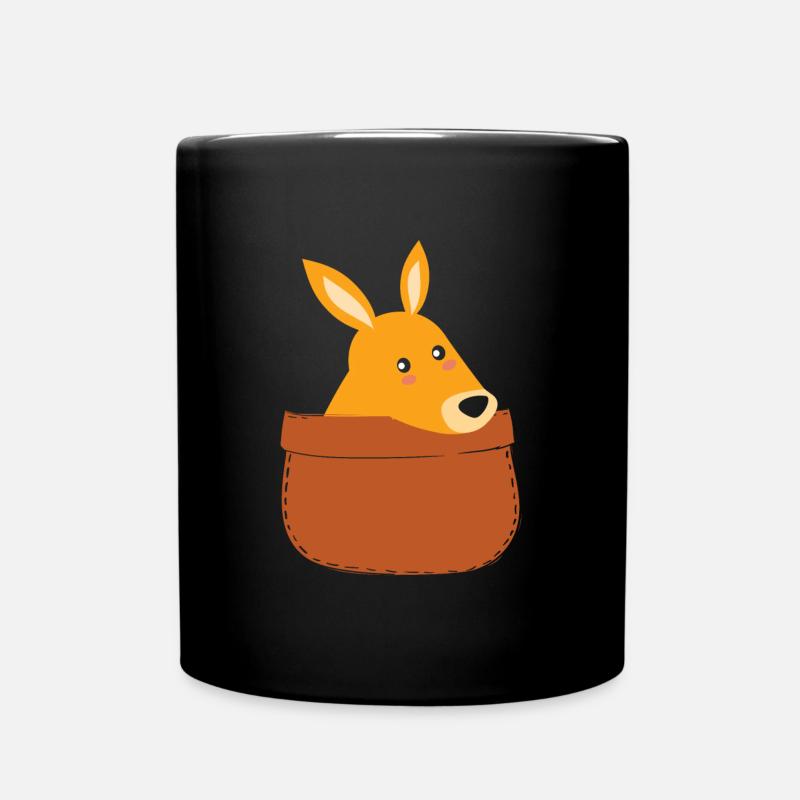 Süßes Känguru Beutel Kängurus - Tasse einfarbig - Schwarz