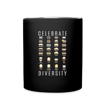 Celebrate Diversity Kaffeearten Kaffee - Tasse einfarbig - Schwarz - Vorne