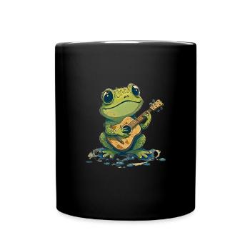 Grenouille mignonne joue de la guitare musicien - Mug uni - noir - Devant