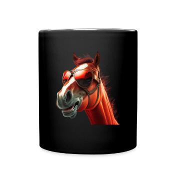 geschenk reiten pferde sonnenbrille humor - Tasse einfarbig - Schwarz - Vorne