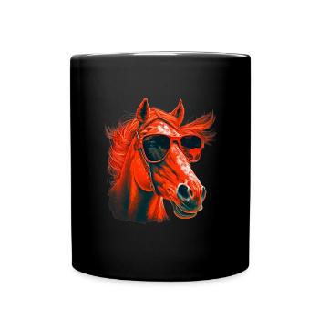 geschenk reiten pferde sonnenbrille humor - Tasse einfarbig - Schwarz - Vorne
