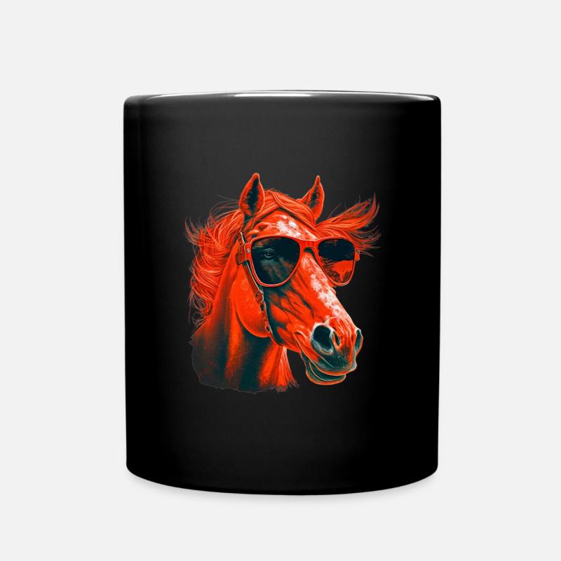 cadeau équitation chevaux lunette soleil humour - Mug uni - noir