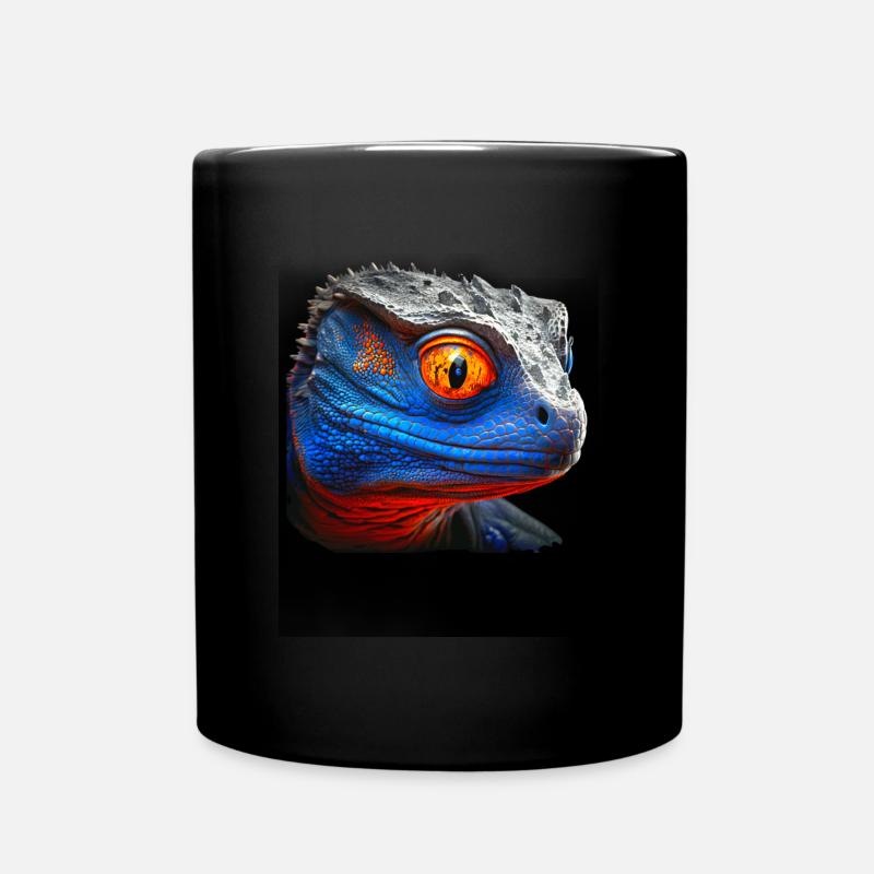Tête de Lézard dinosaure bleu et orange - Mug uni - noir