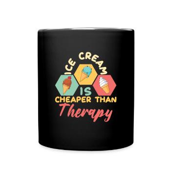 Ice Cream Cheaper Therapy Eiscreme Eis - Full Colour Mug - black - Front