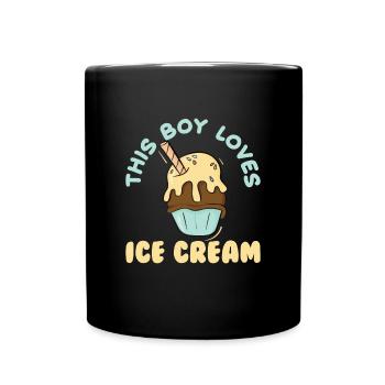 This Boy Loves Ice Cream Eiscreme Eis - Full Colour Mug - black - Front
