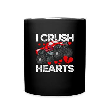 Ich zerquetsche Herzen Monster Truck Kinder Jungen - Tasse einfarbig - Schwarz - Vorne