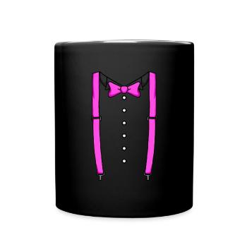 Rosa Fliege Krawatte Hosentr�ger Cummerbund Tuxedo - Tasse einfarbig - Schwarz - Vorne