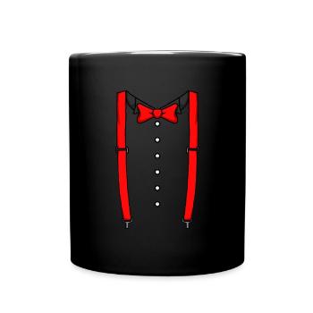Rote Fliege Hosentr�ger Cummerbund Tuxedo Fliege - Tasse einfarbig - Schwarz - Vorne