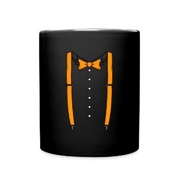 Orangefarbene Fliege Hosentr�ger Cummerbund Tuxedo - Tasse einfarbig - Schwarz - Vorne