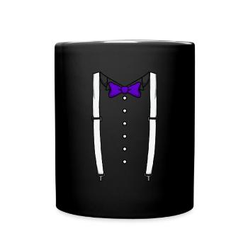 Lila Fliege Krawatte Hosentr�ger Cummerbund Tuxedo - Tasse einfarbig - Schwarz - Vorne