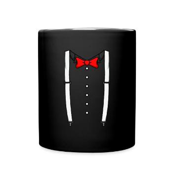 Rote Fliege Hosentr�ger Cummerbund Tuxedo Fliege - Tasse einfarbig - Schwarz - Vorne