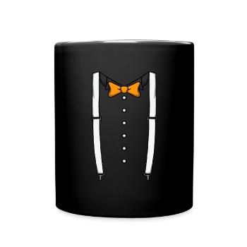 Orangefarbene Fliege Hosentr�ger Cummerbund Tuxedo - Tasse einfarbig - Schwarz - Vorne