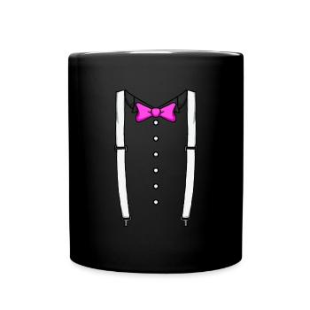 Rosa Fliege Krawatte Hosentr�ger Cummerbund Tuxedo - Tasse einfarbig - Schwarz - Vorne