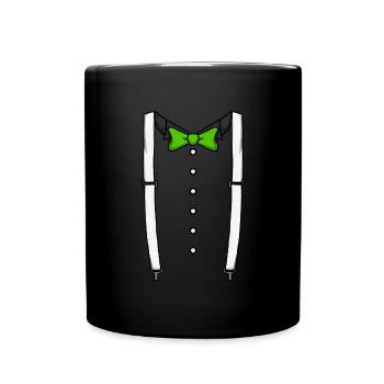 Gr�ne Fliege Krawatte Hosentr�ger Cummerbund Tuxed - Tasse einfarbig - Schwarz - Vorne