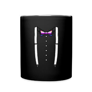 Genderfluid Fliege Hosentr�ger Cummerbund Fliege K - Tasse einfarbig - Schwarz - Vorne