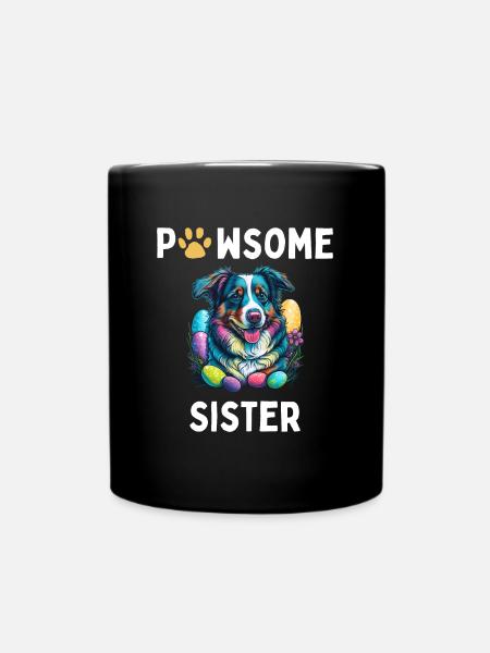 Australian Shepherd Easter Egg Hunting Sis Costume - Full Colour Mug - black