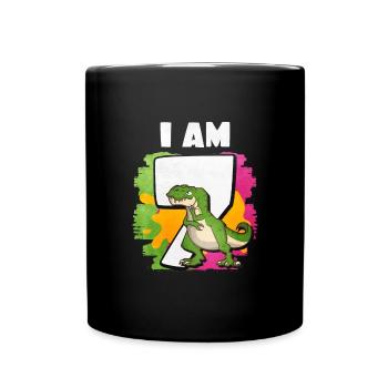 7. Geburtstag - Tasse einfarbig - Schwarz - Vorne