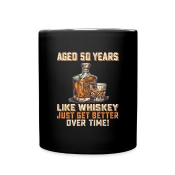 50. Geburtstag Whiskey, Scotch Spruch Geschenkidee - Tasse einfarbig - Schwarz - Vorne