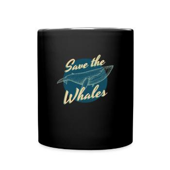 Blue Whale Save The Whales Whale Sea - Full Colour Mug - black - Front