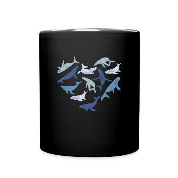 Blauwal Herz Wal Meer - Tasse einfarbig - Schwarz - Vorne