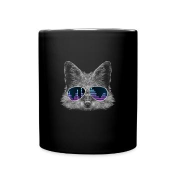 Fox avec écouteurs et lunettes d’égaliseur cool - Mug uni - noir - Devant