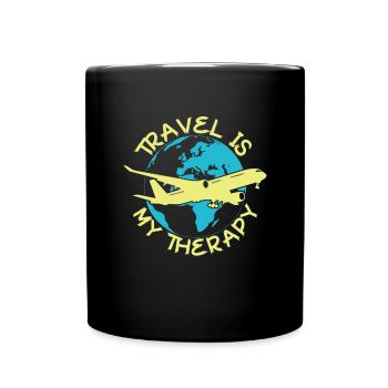 Reisen ist meine Therapie -Weltreisende -Reisether - Tasse einfarbig - Schwarz - Vorne