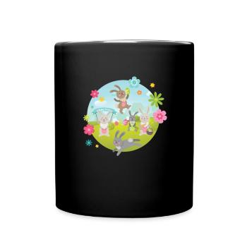 Osterspaß Osterhase Ostern Kinder - Tasse einfarbig - Schwarz - Vorne