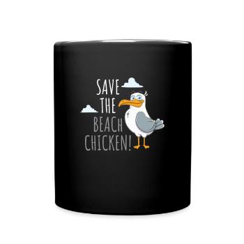 Save The Beach Chicken Möwe Vogel Kinder - Tasse einfarbig - Schwarz - Vorne