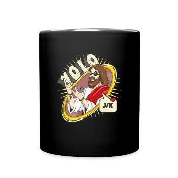 Yolo jk Jesus Ostern lustige Vermutungen, wer R�ck - Tasse einfarbig - Schwarz - Vorne