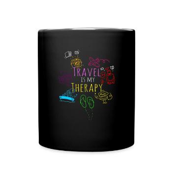 Reisen ist meine Therapie -Weltreisende -Reisether - Tasse einfarbig - Schwarz - Vorne