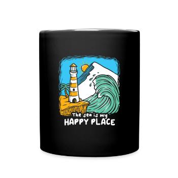 The Sea Is My Happy Place Lighthouse - Full Colour Mug - black - Front