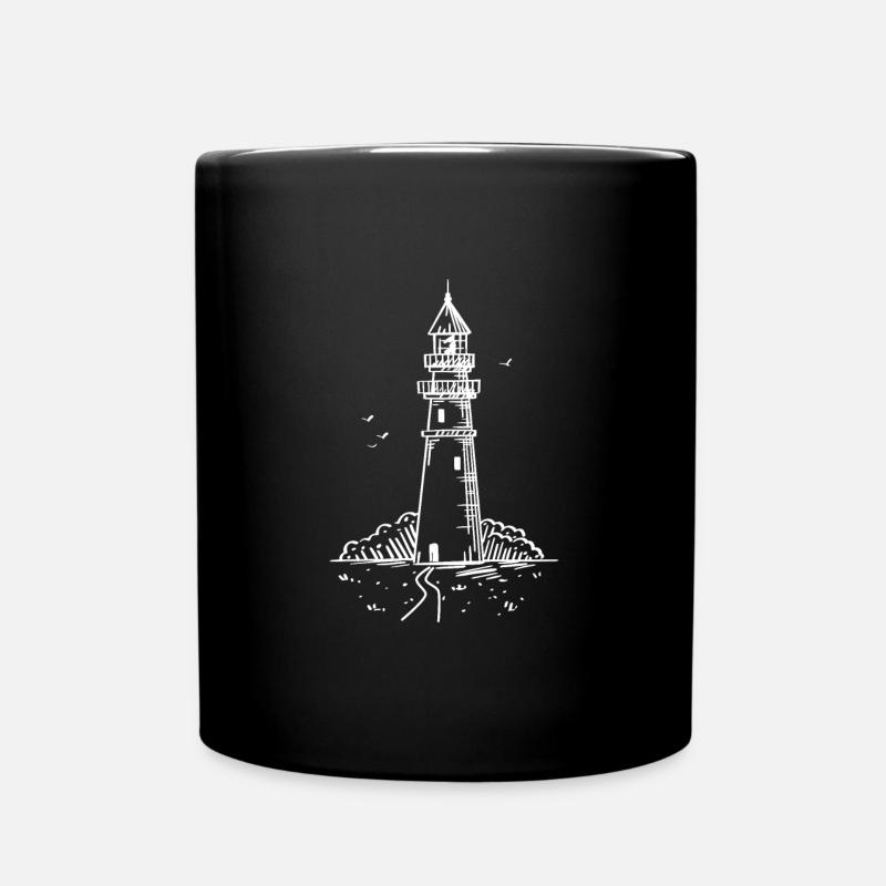 Vintage Leuchtturm - Tasse einfarbig - Schwarz