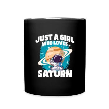 Mädchen Saturn Geschenk - Tasse einfarbig - Schwarz - Vorne