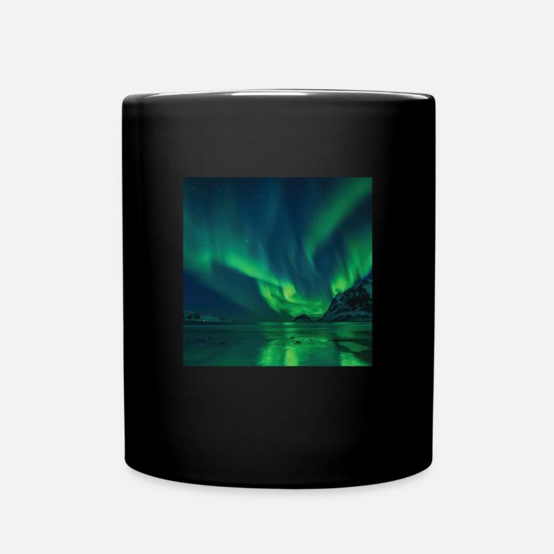 Aurora Borealis Polarlicht Nordlichter - Tasse einfarbig - Schwarz