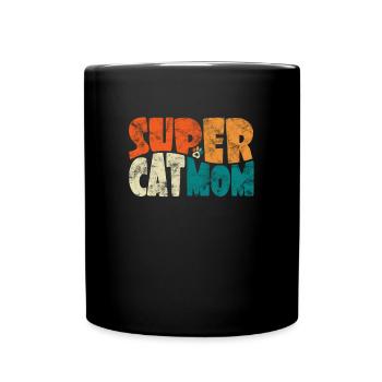 Super Cat Mom pour la meilleure maman chat jamais rétro - Mug uni - noir - Devant